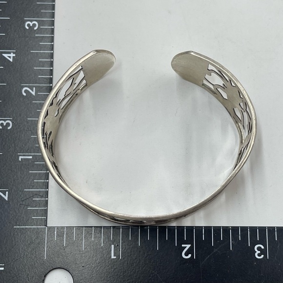Vintage El Salvador 900 Sterling Silver Cuff Bracelet Cutout Dancer Motif - Picture 5 of 8